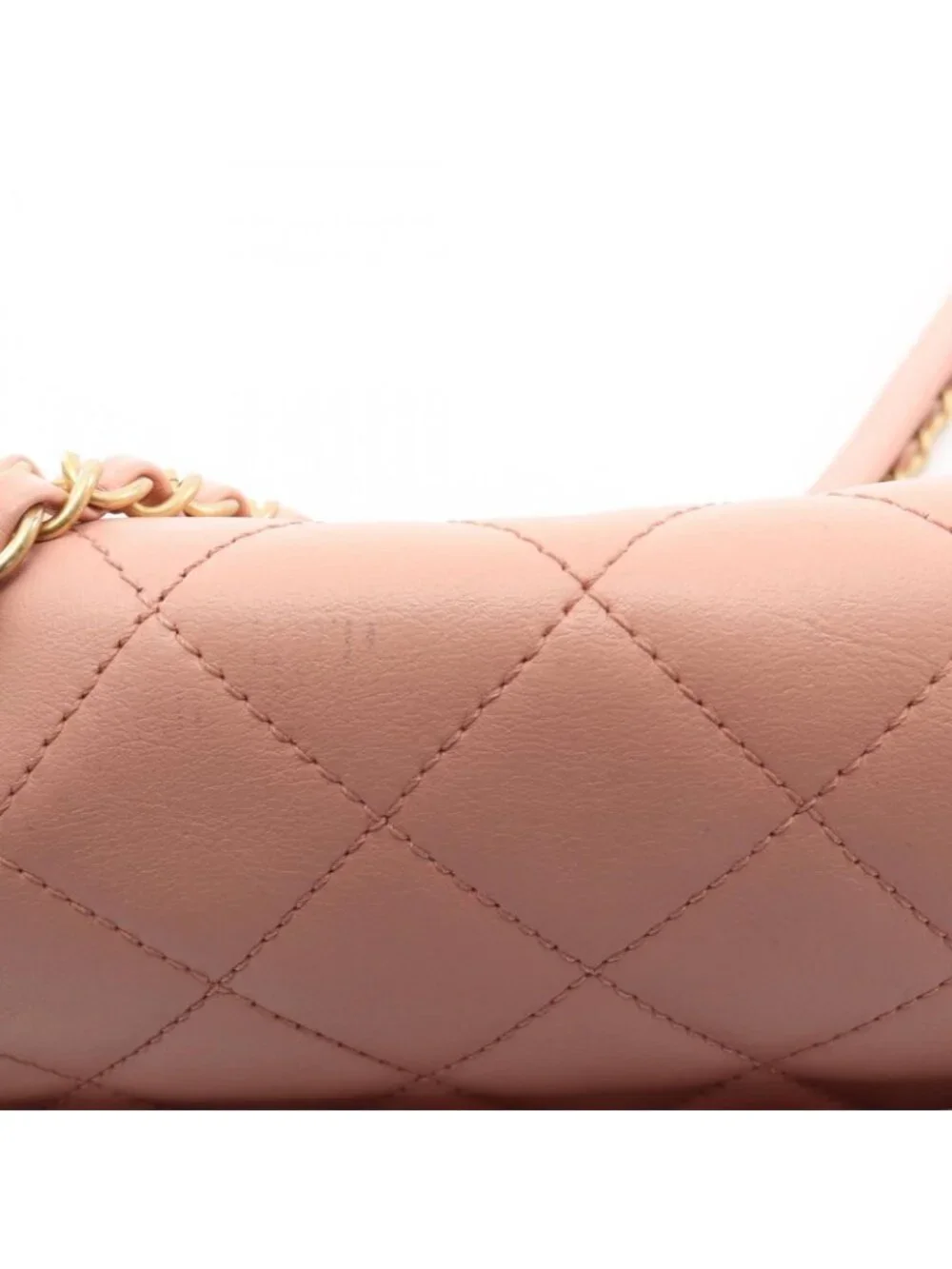 Chanel Shoulder Bag Quilted Logo Pink Lambskin Chain